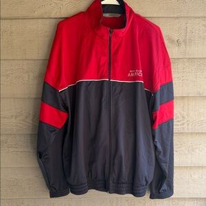 Perry Ellis Red and Black Colorblock Zip Windbreaker